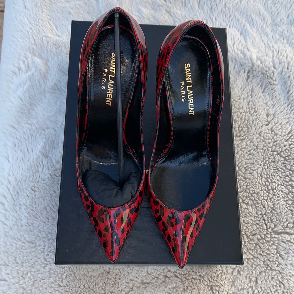 SAINT LAURENT leopard red and black heel, worn them ones in good condition